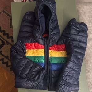 Primary Navy & Rainbow Snowsuit 12-18 months
